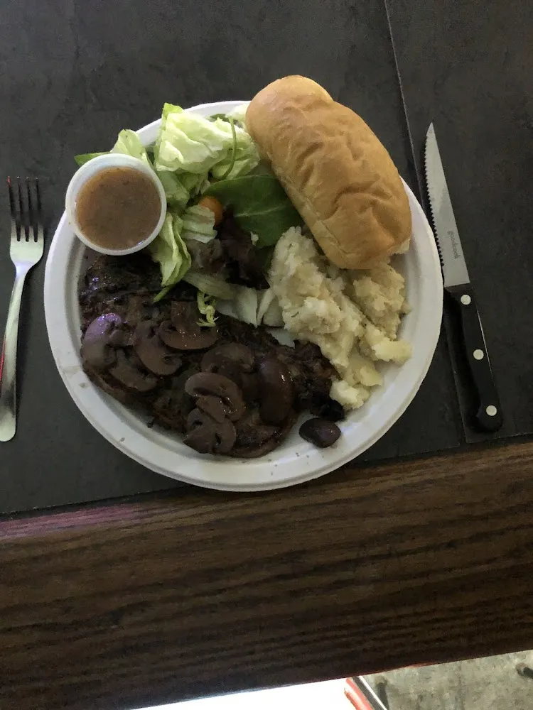 Mushroom Smothered New York Strip Steak Plate
